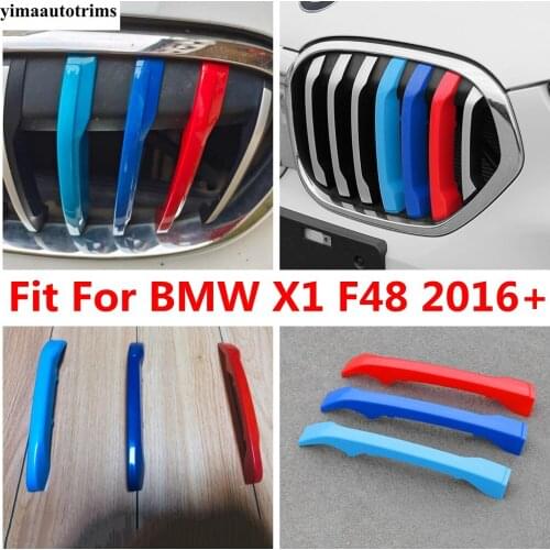 For BMW X1 F48 2016 - 2021 3PC Three Color Front Grille Air Intake Mesh Net Decorative Strip Decoration Cover Trim Accessories
