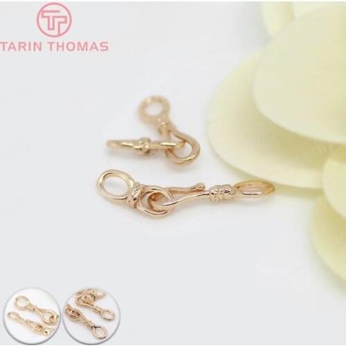 6 Sets 22X4MM 27x5MM 36x7MM 24K Champagne Gold Color Plated Brass Necklace Clasps Connector High Quality Diy Jewelry Accessories