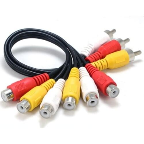 AV One Point Two Lines Lotus Head 3 Male To 6 Female DVD Set-top Box Connected To TV RCA One with Two Video Cable 0.33m