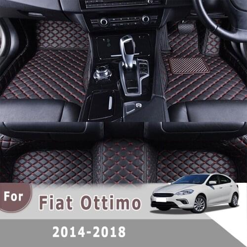 RHD Car Floor Mats For Fiat Ottimo 2018 2017 2016 2015 2014 Leather Waterproof Custom Auto Foot Pads Automobile Carpets Cover