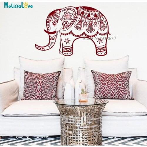 Boho Indian Elephant Living Room Family Home Bohemian Yoga Studio Decor Removable Vinyl Stickers BB953