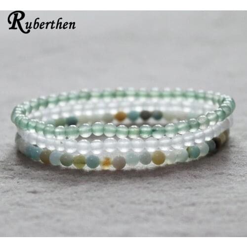 Ruberthen Amazonite Bracelet Snow Quartz Bracelet Green Aventurine Mini Gem Stone Energy Bracelets