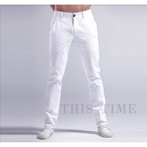 28-38 Summer Thin White Slacks Mes Slim Stretch Pants Fashion Casual Cotton Trousers Tide Plus Size Full Length Singer Clothing