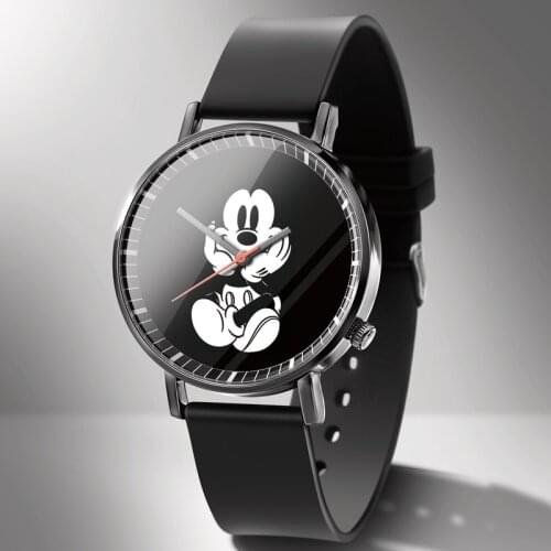 Mickey Children PU Strap Watch Mickey Mouse boy girl Cartoons Quartz childrens watch Casual Silica gel Sports electronic watch