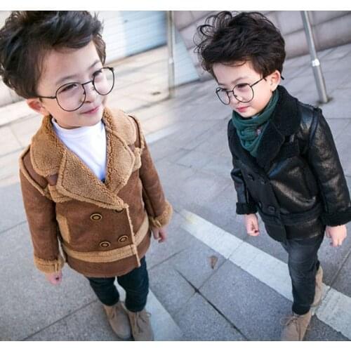 Childrens fur coat boys thick fur coat Cotton-padded clothes