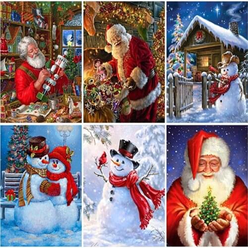 DIY Christmas 5D Diamond Painting Full Round Drill Rhinestone Santa Claus Diamond Embroidery Cross Stitch Kits Home Decor