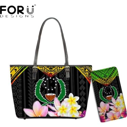 FORUDESIGNS New Fashion Womens Bags Pohnpei Polynesian Plumeria Flower Design Luxury Handbags For Female Casual Ladies Purse