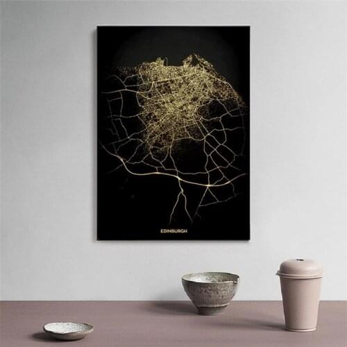 Canvas World City Map Night View Traffic Highway Light Heat Map Canvas Decorative Painting Poster Corridor Study Art Decoration