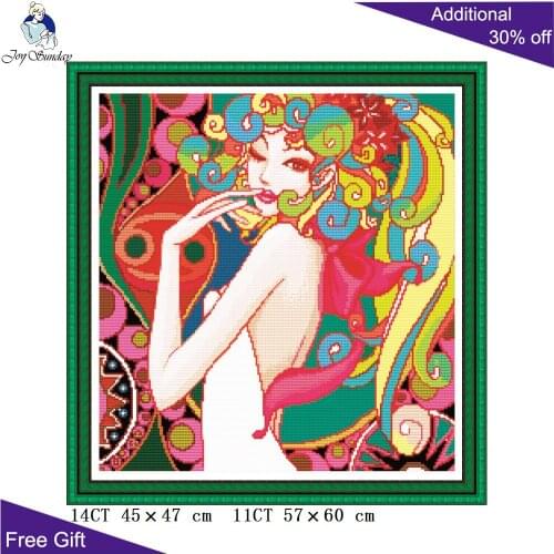 Joy Sunday Beauty Cross Stitch R007 Counted and Stamped Temptation Needlework Embroidery DIY Cross Stitch kits Home Decoration