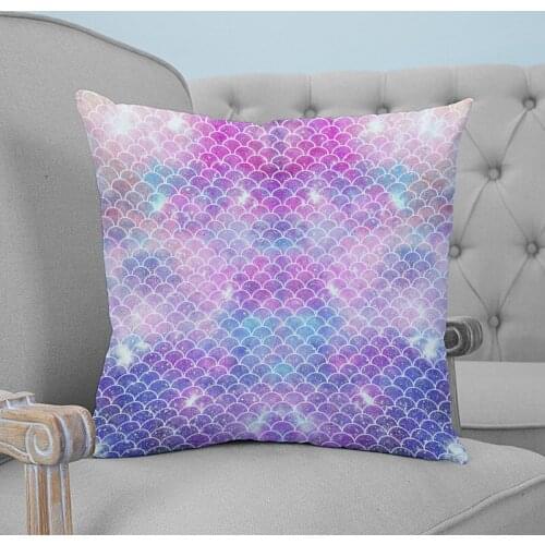 Beautiful Mermaid Scales Colorful Printed Throw Pillow Case Plush fabric Pillowcase Home Decorative Pillow Hot