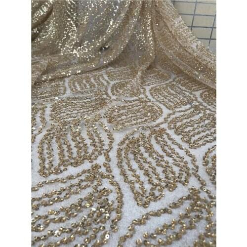 5 Yards Embroidery French Lace Tulle Fabric S-666832 with Beads African Dubai Wedding Dress Fabric