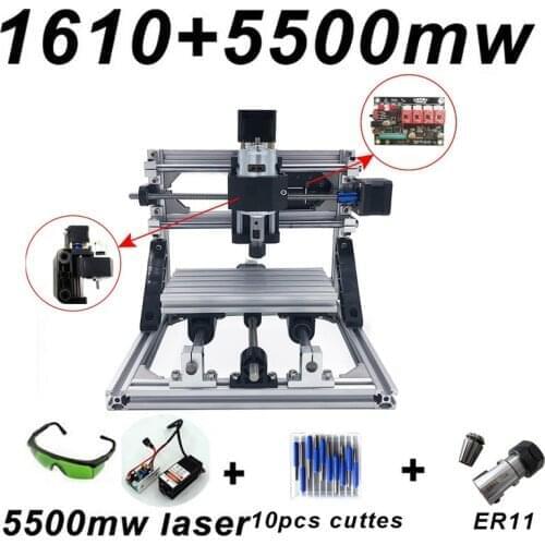 Domestica CNC1610 Laser Engraving Machine ER11 500mw 1500mw 5500mw Head Wood Router PCB Milling Machine Wood Carving Machine DIY