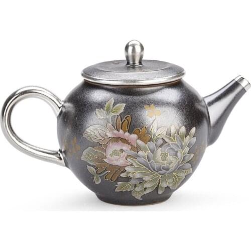 Liu yin Teapot Small Vintage Handmade Home Red Tea Maker, Tea dan hu Ceramic Tea Peony Pot