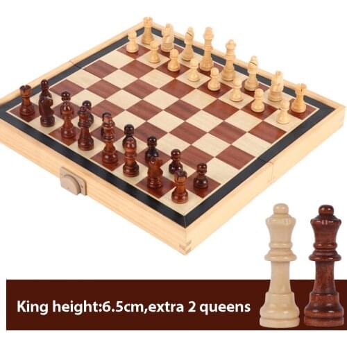 Magnetic Wooden International Chess Set 4 Queens Chess Table Game 35*35cm Foldable Wooden Chessboard Porotable Gift Toy I165