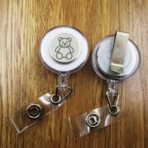 Bear toy ID Badge Reel gift for him/her friend family retractable recoil id badge holder work fun