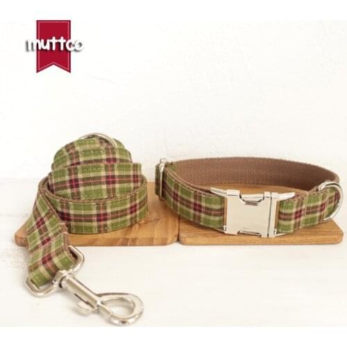 New Handmade High-end Dog Collar And Leash Set Fashion Green Plaid Metal Buckle Dog&cat Necklace And Dog Leashes Pet Accessories