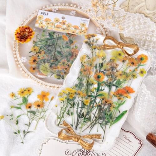 40pcs Colorful Flowers Stickers Kawaii Stationery DIY Diary Scrapbooking Decor Phone Cup Stickers Diary Washi Stickers