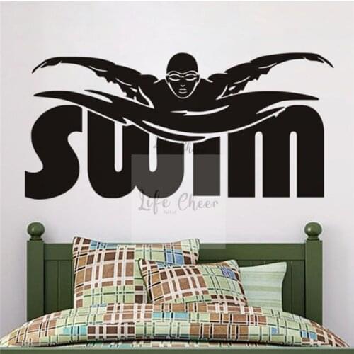 Swimming Athlete Wall Stickers Vinyl Removale Swin Sign Wall Decal Swimming Pool Decoration Swim Sports Muarls Art AC022