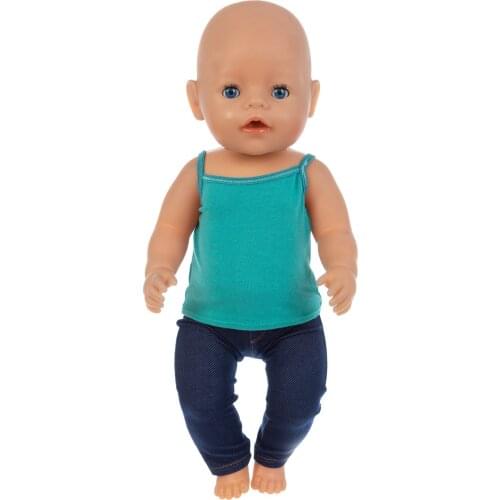 2021 New Pattern Fashion Casual Blue Sling Suit Fit 18Inch American 43cm Baby Doll Clothes Accessories,Girls Toys,Generation