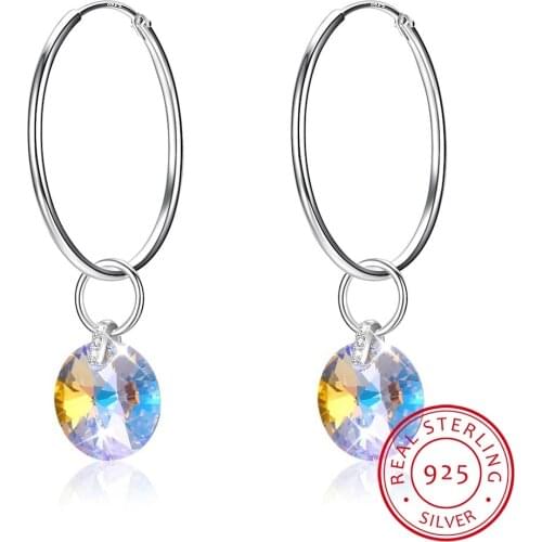 New Arrival 925 Sterling Silver Earring For Women Fine Jewelry Dropshipping Statement Earring Round Crystal From Lekani
