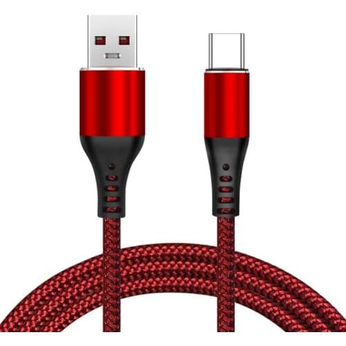 0.5/1.2/1.8m Charging Cable Braided 4.5V/5A Type-C Fast Charging Data Sync Cable for Huawei Mate 10/Samsung S8/Samsung S9