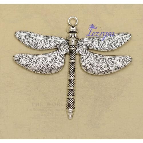 3pcs/lot--63x72mm, Antique Silver plated dragonfly charms ,DIY supplies, Jewelry accessories