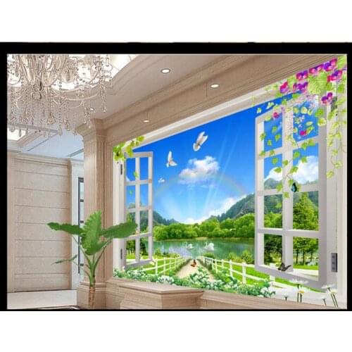 Custom photo wallpaper 3d wall murals wallpaper Nature landscape 3D stereo window background wall living room wallpaper decor
