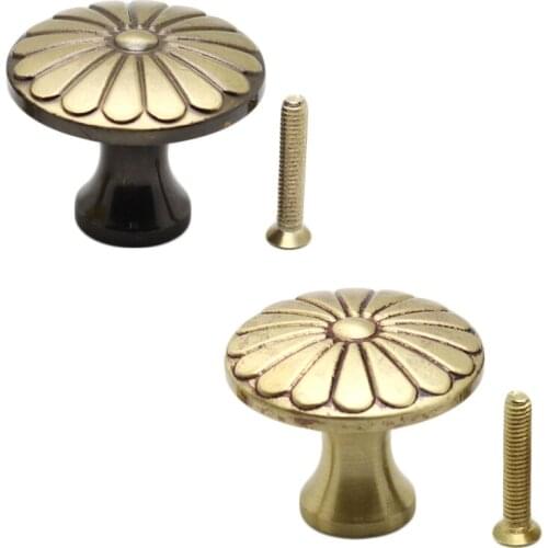 Premium Quality Solid Copper Bronze Drawer Cabinet Cupboard Door Knob Furniture Handle Pull Single Hole,European Classic