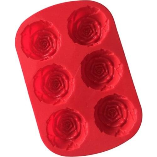 6 Cavity Rose Flower Shape Silicone Cookies Bakeware Pan Tray Muffin Cake Mold New Arrival