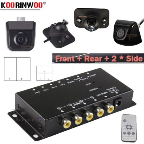 Koorinwoo Car Parking System 360 Split Box Video For 4 Cameras HD CCD Switch Combiner Channels Left Right Front Rear view Camera