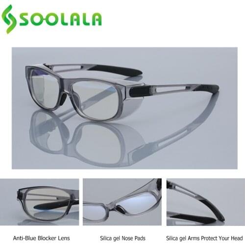 SOOLALA Anti Blue Light Safety Protective Goggles Anti-Pollen Anti-Splash Cycling Glass Windproof Dust-Proof Outdoor Eyeglasses