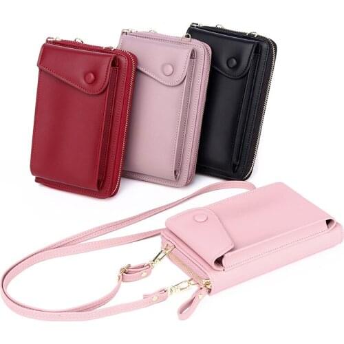 Female Messenger Bag Fashion Women Vertical Crossbody Shoulder Bags Multifunction Pink Hasp Zipper Coin Purse Clutch Phone Pouch