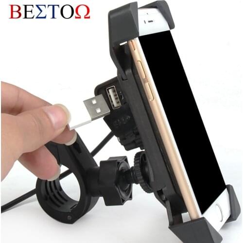 Universal Bicycle/Motorcycle/Electric-bike GPS Stand Phone Holder with USB Charger for 3.5-6 inch Mobile iPhone Samsung Huawei M