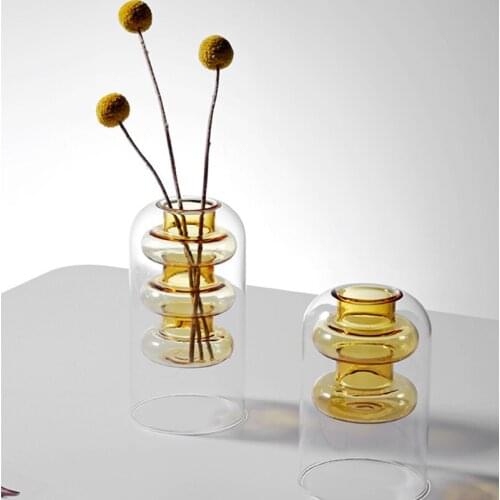 Flower Vase For Table Decoration Living Room Decorative Vase Modern Tabletop Terrarium Glass Containers Desktop Table Vases