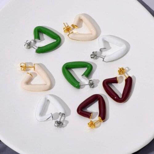 Timeless Wonder Glam Enamel Triangle Hoop Earrings for Women Designer Gothic Party Fancy Gift Punk Kpop Egirl Ins Mix Color 2341