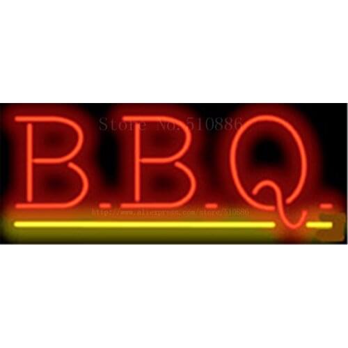 BBQ Barbeque Businese Glass Tube neon sign Handcrafted Display Light Beer Pub Club signs Shop Store Business signage 17"x14"