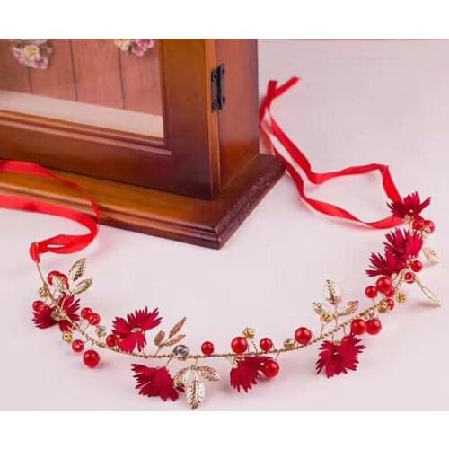 Women Flower Headband With Ribbon Wreath Wedding Party Ladies Girls Garlands Floral Crown Hairband SK88