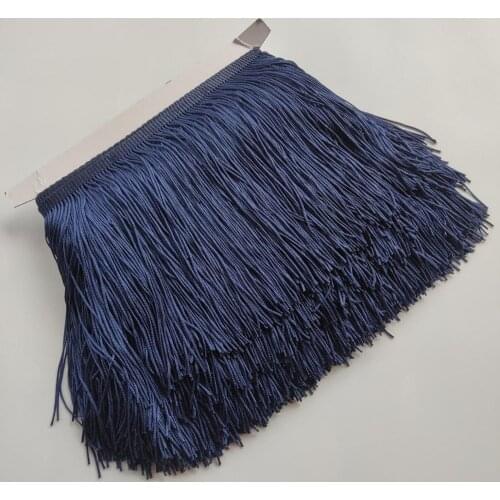 1Meters Beautiful Navy 15CM Long Lace Fringe Trim Polyester Tassel Fringe Trimming Diy Latin Dress Stage Clothe Accessories