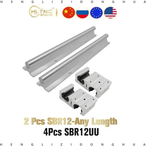 2 Set 12mm Rod sbr SBR12 Fully Supported Linear Rail guide lineaire Shaft With 4Pcs SBR12UU Slide Ball Bearing Block for cnc