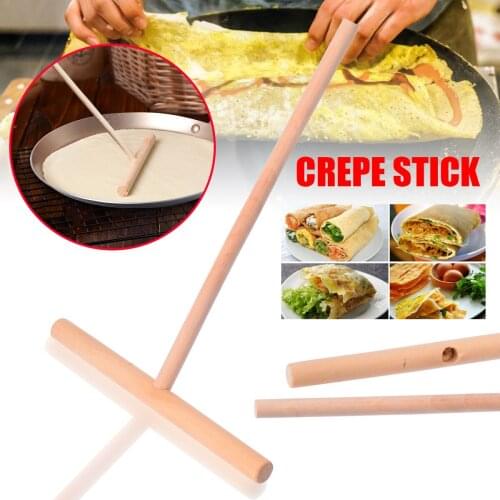 2pcs Pancake Wooden Spreader Stick T Shape Wooden Crepe Maker Batter Spreader Stick Kitchen DIY Pancake Tool