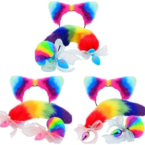 3Pcs Adult Sm Game Sex Toys Tail Wool Ball Butt Plug Cute Ears Hairpin Prostate Massager Masturbator for Couples Cosplay