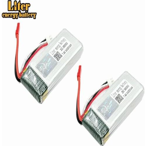 2Pcs MJX X101 Battery 7.4v 1400mah 803063 25c Battery For MJX X101 / MJX X102H Rc Quadcopter Spare part 2S Lipo battery