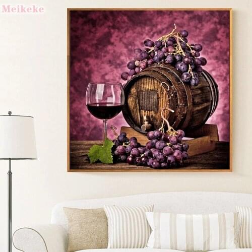 Full Square/round Diamond 5D DIY Diamond Painting Grapes and wine Embroidery Cross Stitch Rhinestone Mosaic Home Decor