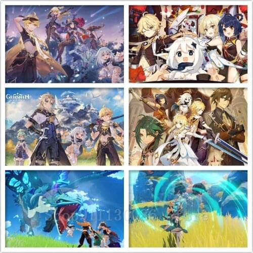 5D DIY Full Drill Diamond Painting Game Genshin Impact Diamond Embroidery Mosaic Cartoon Girl Cross Stitch Kits Home Decor Gift