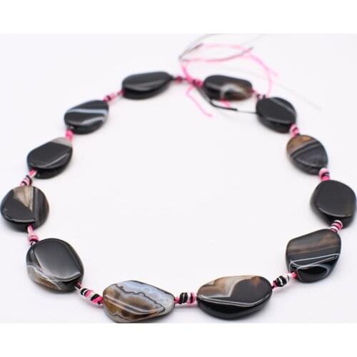 1 strands/lot 17X23mm-19x27mm Natural smooth black striped agate beads For DIY Necklace Jewelry Making Loose 15" Free Shipping