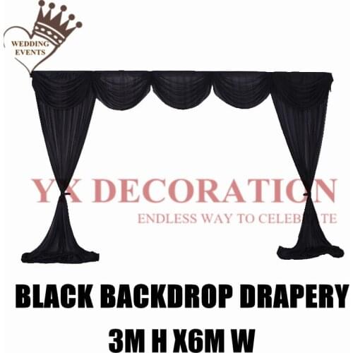 Black Color Top Swag Drapery For Wedding Backdrop Stage Background Decoration Photo Booth
