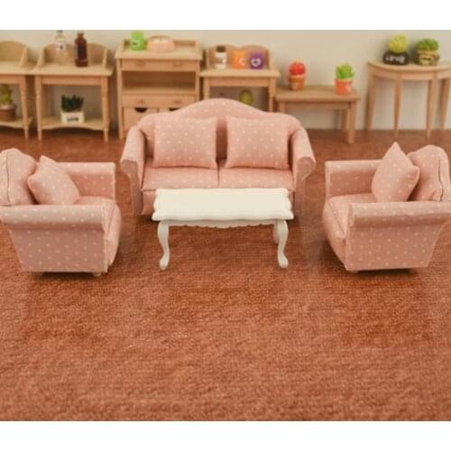 NEW 1:12 Scale Dollhouse Furniture Wooden Double Sofa Cushion Dollhouse Room Furniture Doll House Asseccories