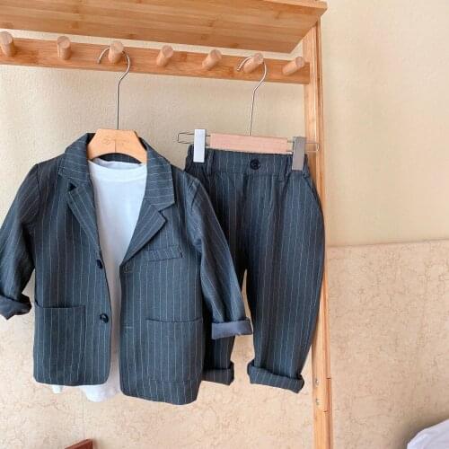 Kids Blazer School Suit Baby Boys Suits Formal Dress for Wedding Child Costume Wear Cotton Children Clothing Set Coat+Pants