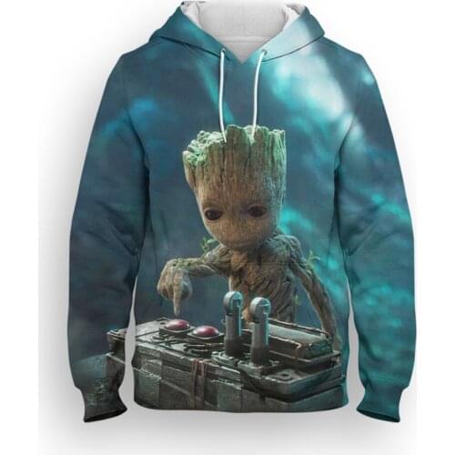 Groot Children Anime Sweatshirt Marvel 3D Print Spring Autumn Mens Tracksuit Streetwear Fashion Cool Women Oversize Hoodie