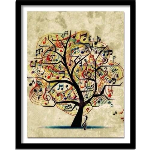 DIY Diamond painting Cross stitch kit Diamond embroidery musical note tree 3d square drill pasted full Crafts Needlework
